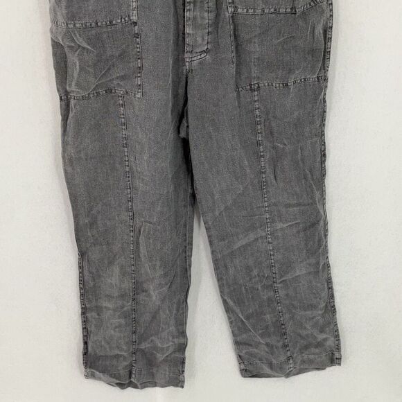 Zara Ash Gray Wash Tencel Boho Short Sleeve Button Front Utility Jumpsuit Small - Picture 12 of 13